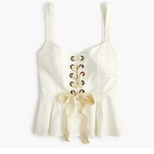 J Crew Point Sur Lace Up Peplum Top